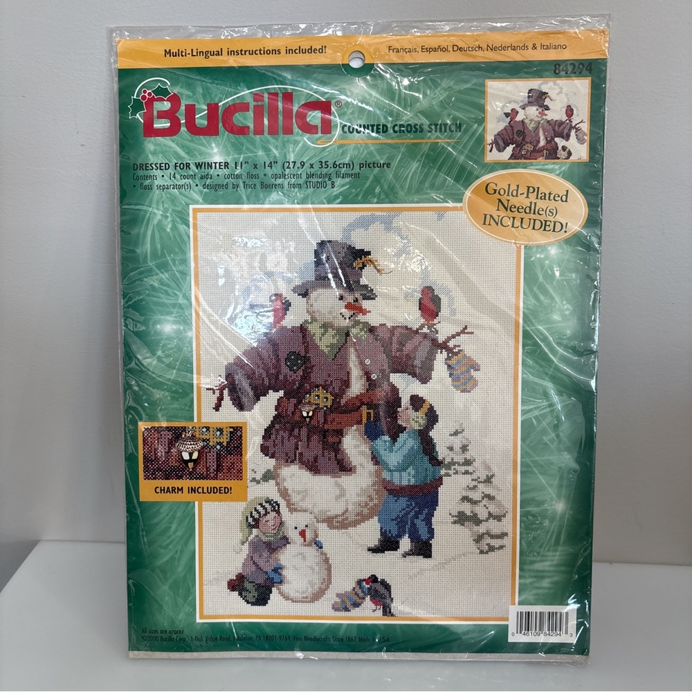 Bucilla Cross Stitch Kit 84294 Dressed for Winter 11 x 14 in Vintage Sealed